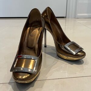 Roger Vivier Gold Heels with Silver Accent